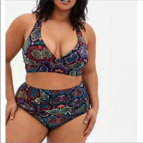 Torrid snakeprint bikini swimsuit - bottoms new no tags, top EUC - Picture 3 of 13
